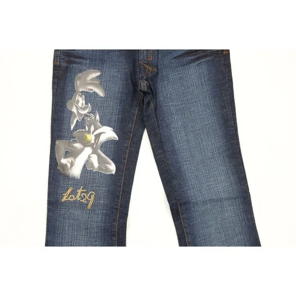 NOS Vintage Y2K Lot 29 Womens Size 5 Looney Tunes Wide Leg Flared Denim Jeans